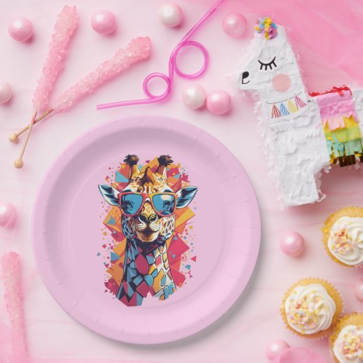 Graffiti Style Giraffe Portrait-58567 Papieren Bordje (Feest)