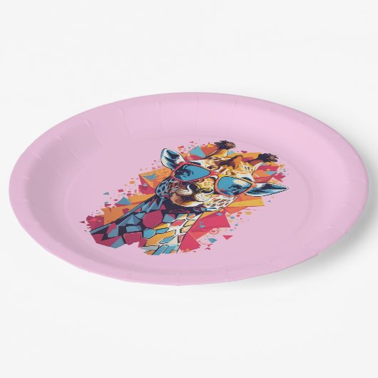 Graffiti Style Giraffe Portrait-58567 Papieren Bordje (Gekanteld)