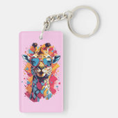 Graffiti Style Giraffe Portrait-58567 Sleutelhanger (achterkant)