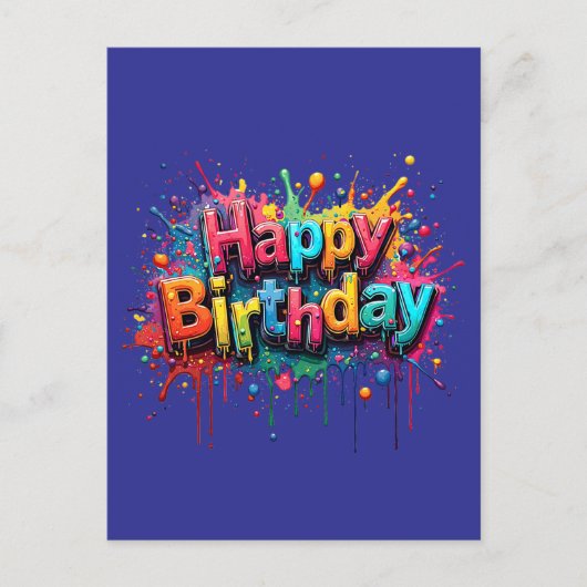 Graffiti Style Happy Birthday Invite Uitnodiging Briefkaart (Voorkant)