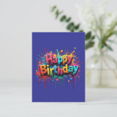 Graffiti Style Happy Birthday Invite Uitnodiging Briefkaart (Staand voorkant)