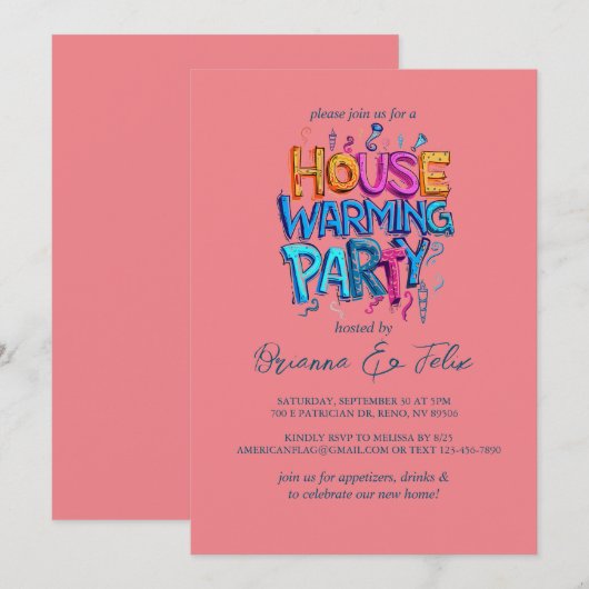 Graffiti Style House Chic Warming Party Kaart (Voorkant / Achterkant)