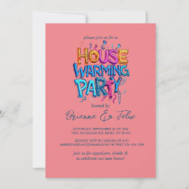 Graffiti Style House Chic Warming Party Kaart