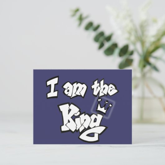Graffiti Style "Ik ben de koning" met kroon Briefkaart (Staand voorkant)