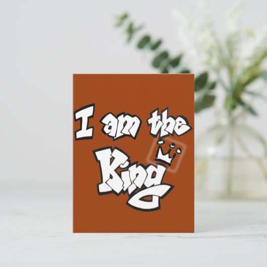 Graffiti Style "Ik ben de koning" met kroon Briefkaart (Staand voorkant)