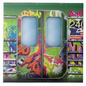 Graffiti Subway Train Green Tegeltje (Voorkant)