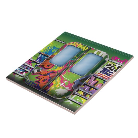 Graffiti Subway Train Green Tegeltje (Zijkant)