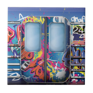 Graffiti Subway Train. Tegeltje