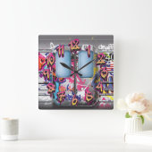 Graffiti Subway Train Vierkante Klok (Huis)