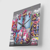 Graffiti Subway Train Vierkante Klok (Hoek)