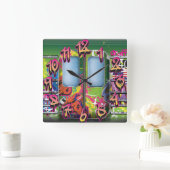 Graffiti Subway Train Vierkante Klok (Huis)