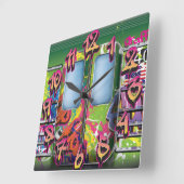 Graffiti Subway Train Vierkante Klok (Hoek)