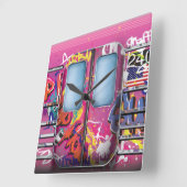 Graffiti Subway Train Vierkante Klok (Hoek)