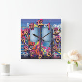 Graffiti Subway Train Vierkante Klok (Huis)