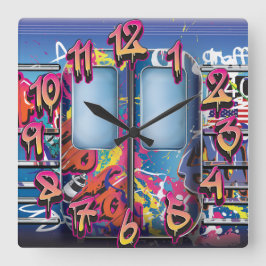 Graffiti Subway Train Vierkante Klok