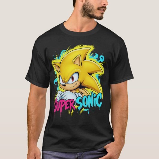 Graffiti Super Sonic - Neon Drip Streetwear Design T-shirt (Voorkant)