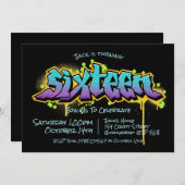 Graffiti Teen Zestien Kaart (Voorkant / Achterkant)