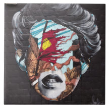 Graffiti Tegel Een vrouwenhoofd afbeelden