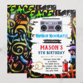 Graffiti thema verjaardagskaart uitnodiging (Voorkant / Achterkant)