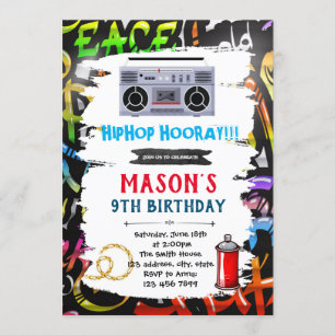 Graffiti thema verjaardagskaartuitnodiging kaart