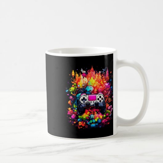 Graffiti Tie Dye Splash Videospel Controller spel Koffiemok (Rechts)