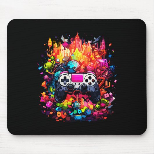 Graffiti Tie Dye Splash Videospel Controller spel Muismat (Voorkant)