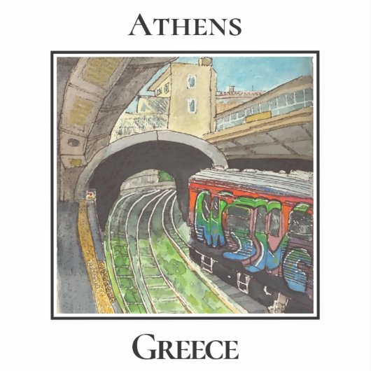 Graffiti Train, Monastiraki, Athens, Greece Sticker (Voorkant)