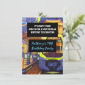 Graffiti Trains verjaardagsuitnodiging Kaart (Staand voorkant)