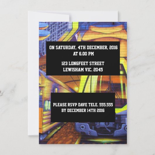 Graffiti Trains verjaardagsuitnodiging Kaart (Achterkant)