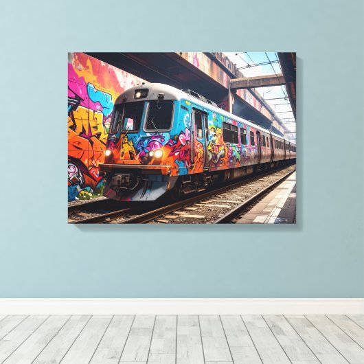 Graffiti trein canvas afdruk (Insitu (Houten vloer))