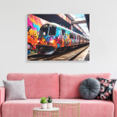 Graffiti trein canvas afdruk (Insitu (Woonkamer))