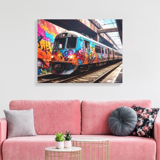 Graffiti trein canvas afdruk (Insitu (Woonkamer))
