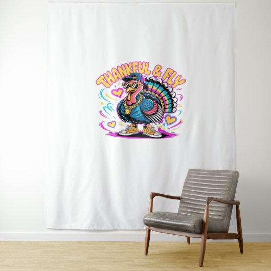 Graffiti Turkije Vibes - Dankbaar & Fly Cartoon Ar Wandkleed (In situ)