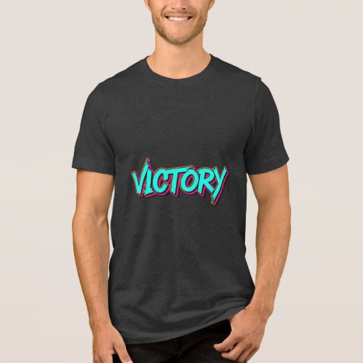 Graffiti Typography VICTORY Design T-Shirt (Voorkant)