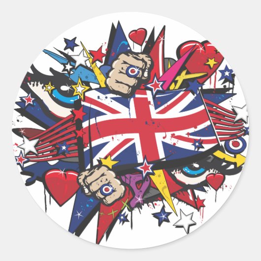Graffiti UK flag English London pop art graff Ronde Sticker (Voorkant)