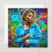  Graffiti Urban Street Art Meisje (Voorkant / Achterkant)