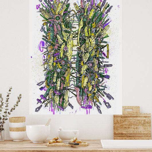 Graffiti van cyberhackers poster (Keuken)