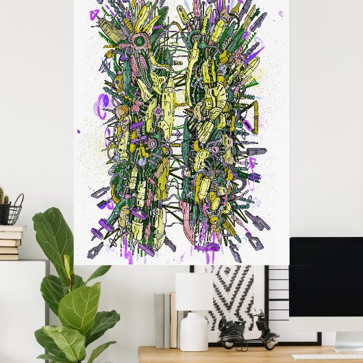 Graffiti van cyberhackers poster (Thuiskantoor)