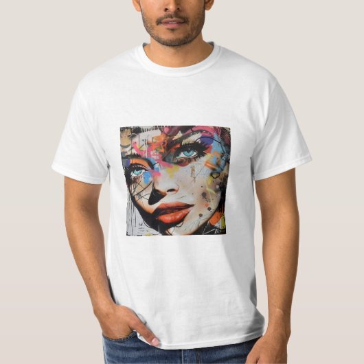 Graffiti van het gezicht van een vrouw t-shirt (Voorkant)