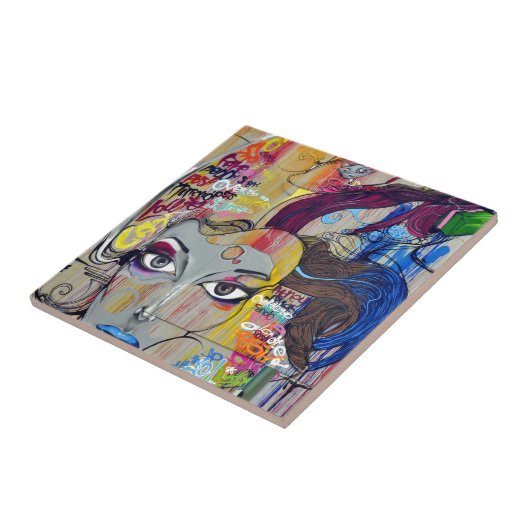 Graffiti van Labels Tegeltje (Zijkant)