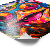 Graffiti Veelkleurige Kikker met Bril Foto Afdruk (Hoek)