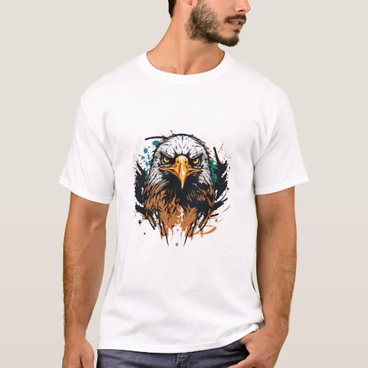 Graffiti Verf Eagle Bird Creatieve Kunst Schildere T-shirt (Voorkant)