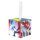 Graffiti verf leder en Stippen Kubus Ornament (Voorkant hoekig)