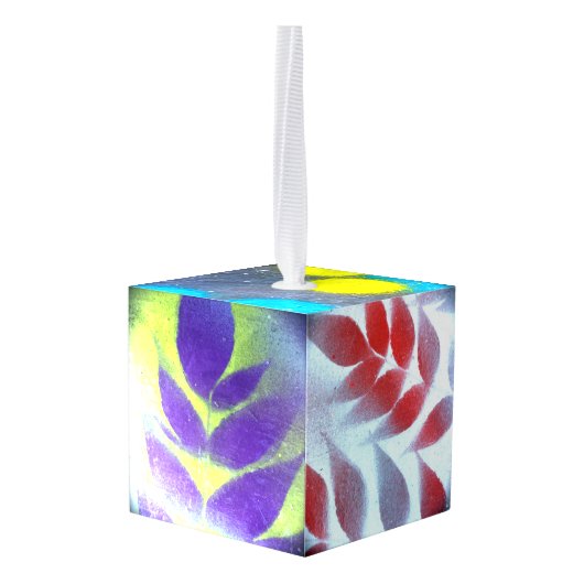 Graffiti verf leder en Stippen Kubus Ornament (Achter hoekig)