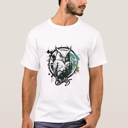 Graffiti Verf Uil Vogel Creatieve Kunst Schilderen T-shirt (Voorkant)