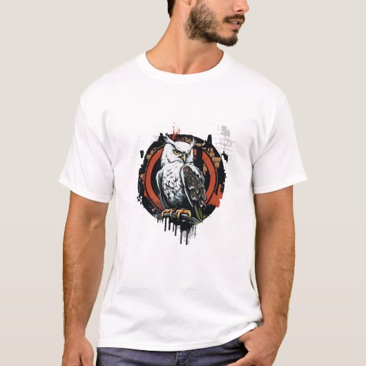 Graffiti Verf Uil Vogel Creatieve Kunst Schilderen T-shirt (Voorkant)