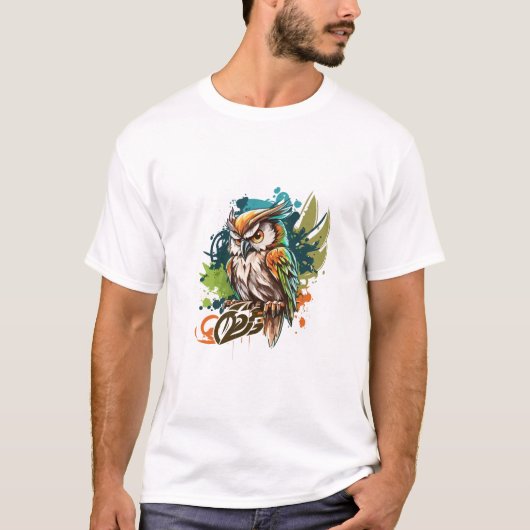 Graffiti Verf Uil Vogel Creatieve Kunst Schilderen T-shirt (Voorkant)