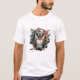 Graffiti Verf Uil Vogel Creatieve Kunst Schilderen T-shirt
