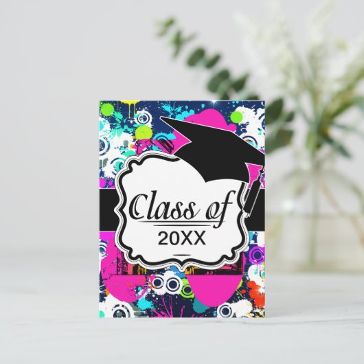 graffiti-verfspier in de stad afstuderen aankondigingskaart (Staand voorkant)