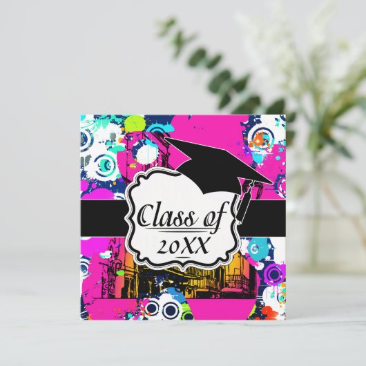 graffiti-verfspier in de stad afstuderen kaart (Staand voorkant)